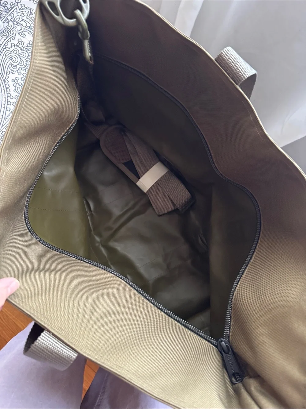 L.L. Bean Olive Green Canvas Maine Warden’s Tote Bag with short and Long Straps